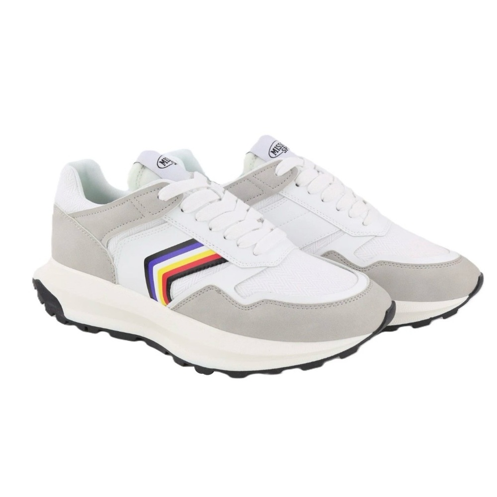 NWOB: Missoni Sport White and Gray Sneakers with Rainbow Accents and Missoni bag